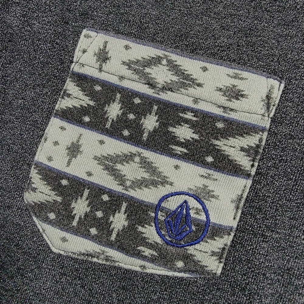 Volcom Thin Long Sleeve Henley Sweater - Grey - Tribal Chest Pocket - Medium - Picture 6 of 11